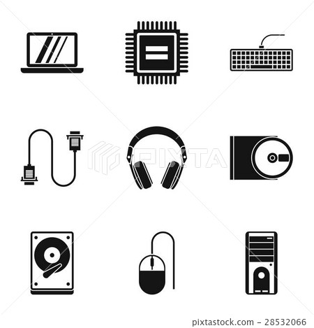 Computer protection icons set, simple style Computer protection icons set, simple style 28532066