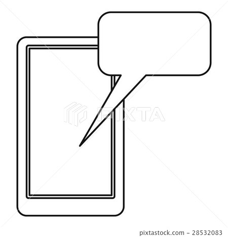 Smartphone with bubble speech icon, outline style 28532083