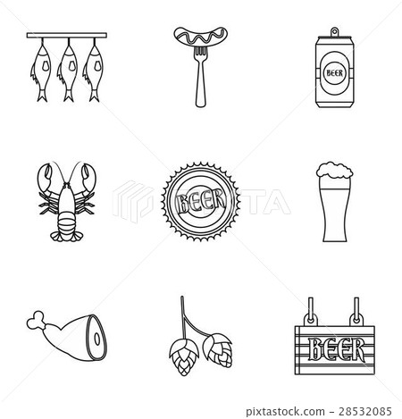 Pub icons set, outline style 28532085