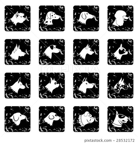 Dog set icons, grunge style Dog set icons, grunge style 28532172