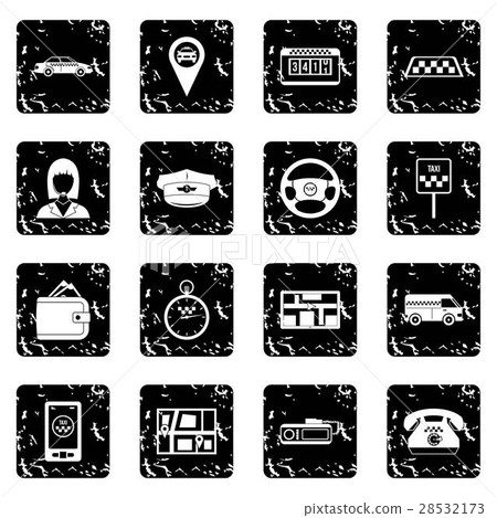 Taxi set icons, grunge style 28532173