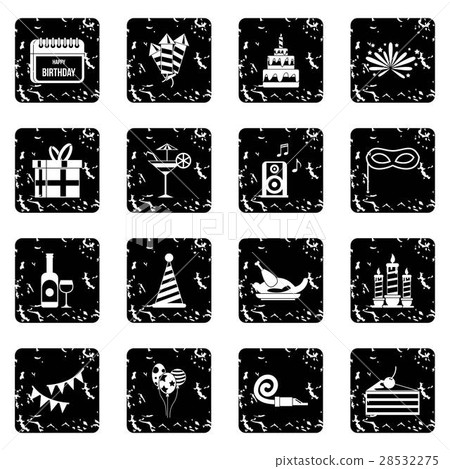 Happy Birthday icons set, simple style Happy Birthday icons set, simple style 28532275