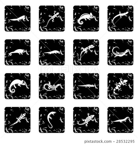 Lizard set icons, grunge style Lizard set icons, grunge style 28532295