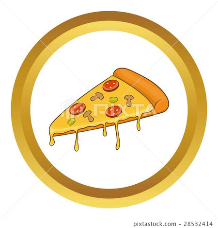 Salami pizza slice vector icon 28532414