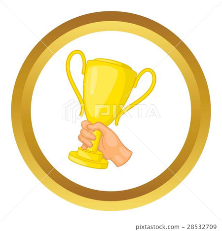 Hand holding gold trophy cup vector icon Hand holding gold trophy cup vector icon 28532709