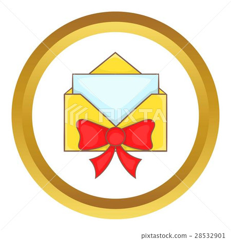 Christmas envelope with bow vector icon 28532901