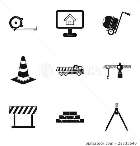 Construction tools icons set, simple style 28533640
