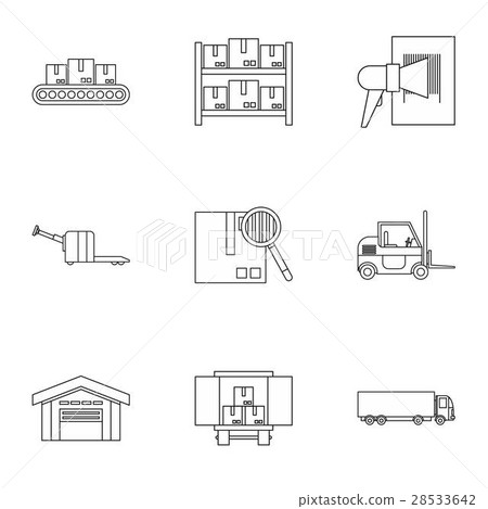 Warehouse icons set, outline style Warehouse icons set, outline style 28533642