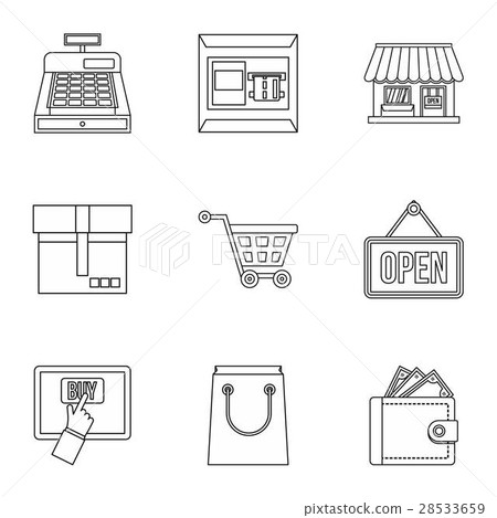Shopping icons set, outline style 28533659