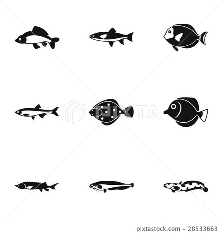 Fish icons set, simple style 28533663