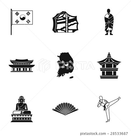 South Korea icons set, simple style South Korea icons set, simple style 28533687