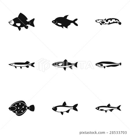 River fish icons set, simple style River fish icons set, simple style 28533703