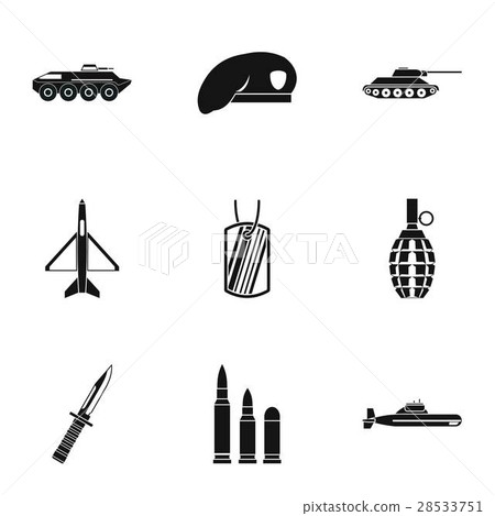 Equipment for war icons set, simple style Equipment for war icons set, simple style 28533751