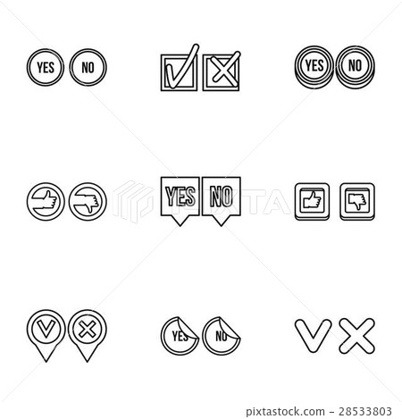 Cross and tick icons set, outline style 28533803