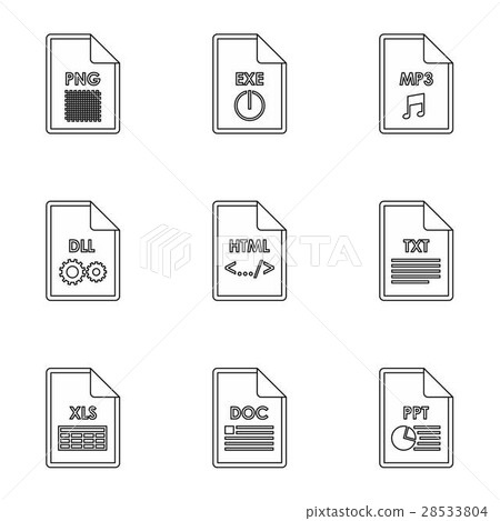 Documents icons set, outline style 28533804