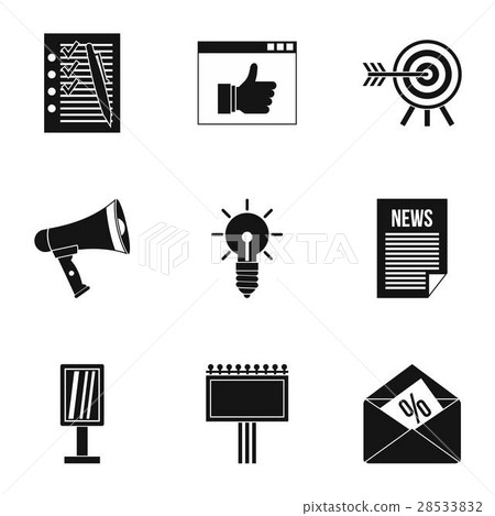 Advertising goods icons set, simple style 28533832