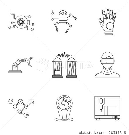 Innovative device icons set, outline style 28533848