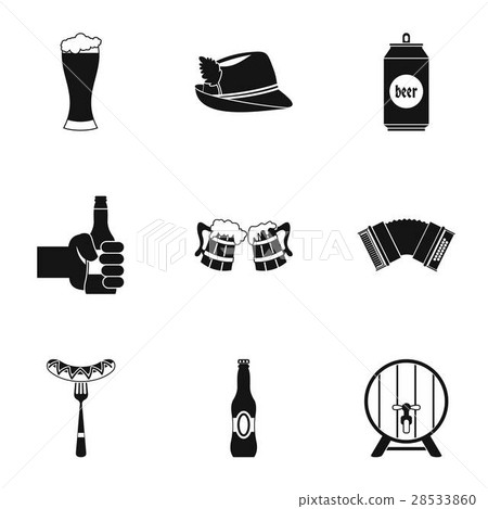 Holiday of beer icons set, simple style Holiday of beer icons set, simple style 28533860