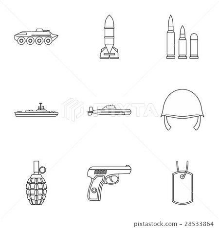 Weapons icons set, outline style Weapons icons set, outline style 28533864