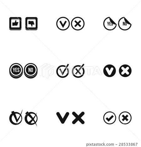 Tick icons set, simple style Tick icons set, simple style 28533867