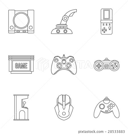Computer games icons set, outline style 28533883