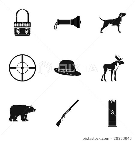 Bird hunting icons set, simple style 28533943