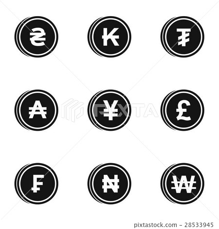 Currency icons set, simple style Currency icons set, simple style 28533945