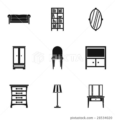 Home furnishings icons set, simple style Home furnishings icons set, simple style 28534020