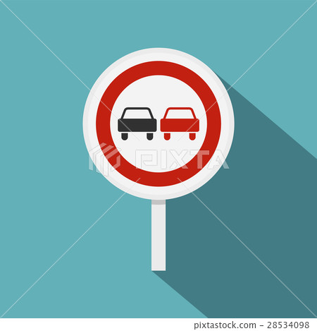 插图素材: no overtaking road traffic sign icon, flat style