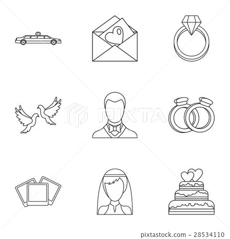 Wedding icons set, outline style 28534110