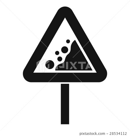 Falling rocks warning traffic sign icon 28534112