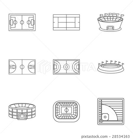 Sports stadium icons set, outline style Sports stadium icons set, outline style 28534163