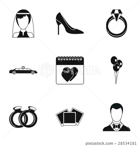 Marriage ceremony icons set, simple style 28534181