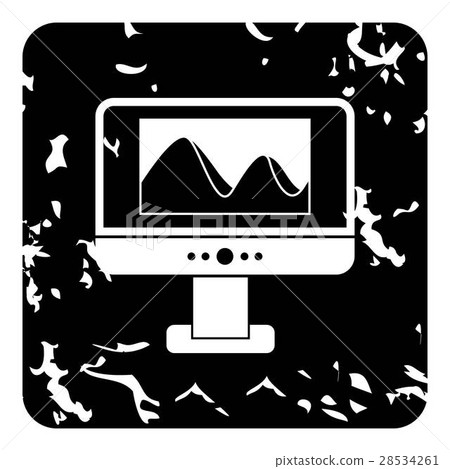 Photo on computer monitor icon, grunge style 28534261