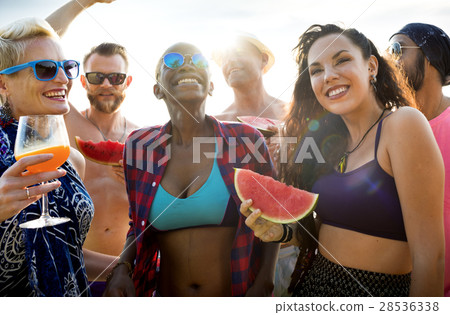 Diverse Young People Fun Beach Concept 28536338