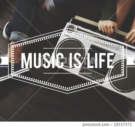 Music is Life Vintage Vector Graphic Concept 28537371