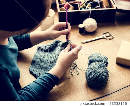 Woman Knitting Handicraft Hobby Homemade Woman Knitting Handicraft Hobby Homemade 28538156