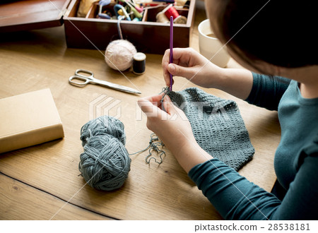 Woman Knitting Handicraft Hobby Homemade 28538181