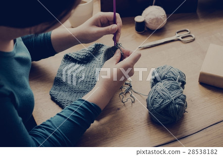 Woman Knitting Handicraft Hobby Homemade 28538182