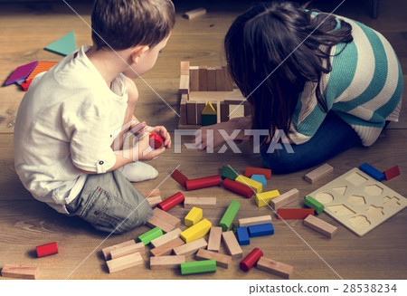 Little Children Playing Toy Blocks Little Children Playing Toy Blocks 28538234
