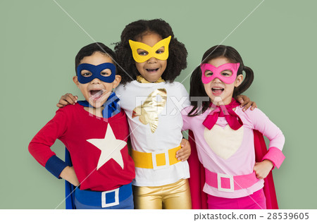 Superhero Kids Together Cheerful Concept Superhero Kids Together Cheerful Concept 28539605