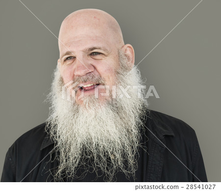 Men Adult Long Beard Bald Head Smile Men Adult Long Beard Bald Head Smile 28541027