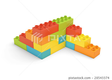 3d rendering of multi-colored toy bricks making up 28543374