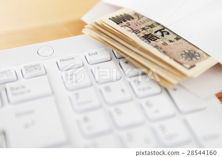 Money in keyboard and envelope Money in keyboard and envelope 28544160