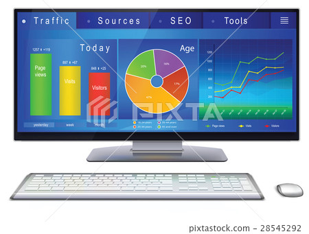 Website analitycs on desktop PC screen Website analitycs on desktop PC screen 28545292