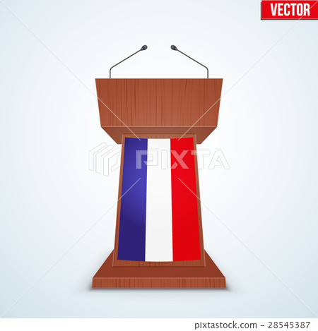 Wooden Podium Tribune with French Flag 28545387