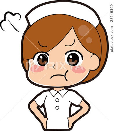 An illustration of a nurse angry and swollen 28546349