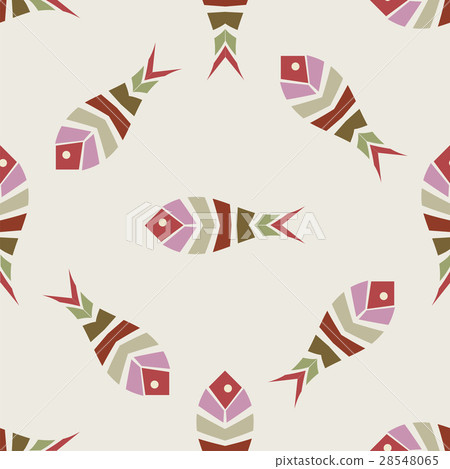 Flock of fish mosaic seamless pattern 28548065
