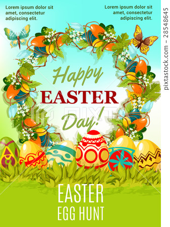 Easter holiday egg hunt cartoon poster design Easter holiday egg hunt cartoon poster design 28548645