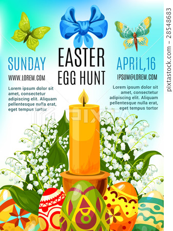 Easter egg hunt celebration poster template design 28548683